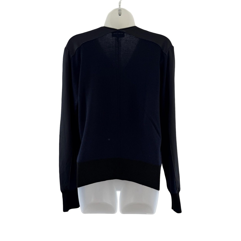 Rag & Bone Jacket Womens Large Navy Blue Crepe Knit Back Zip Bomber Minimalist - Picture 8 of 16